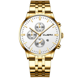 <span class=keywords><strong>CUENA</strong></span> Nouvelle montre pour homme, montre-bracelet décontractée tendance, acier inoxydable, quartz, étanche, date, Relogois Masculino - Product Image 6
