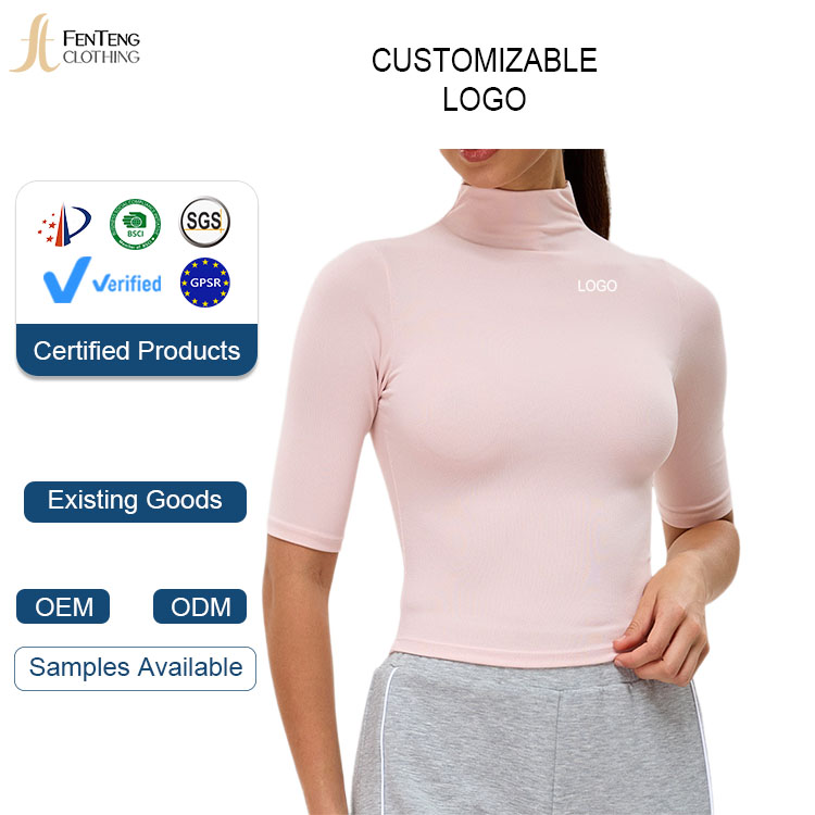 Under Lulu Custom New High Neck Half Sleeve Yoga Suit Women's Slimming Tight Spandex/Nylon Quick-drying Yoga Running Top