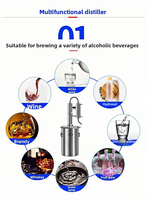 Distillateur d'huiles essentielles, machine à eau pure, équipement de brassage de liqueur, de vin et de fruits, semi-automatique à 2 tours en acier inoxydable, 12-60L