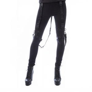 Customized Latest Fashion Breathable Slim Fit Men Black Gothic Pant Black Full-Length Goth-Leggings Pants <b>Trousers</b> - Product Image 1