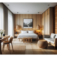 Ensemble de mobilier de chambre d'hôtel moderne en bois, double king size, avec canapé et fauteuil, pour projets hôteliers, durable et à prix compétitif
