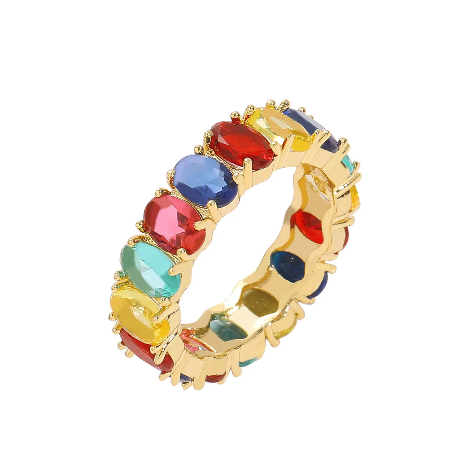 Vendita calda 5A Zirconia Pave Rings per le donne anelli Baguette per le donne gioielli placcati oro 18 carati