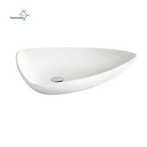 Hotel decorative triangle counter top bathroom sink white hand face wash basin ceramic art wash basin