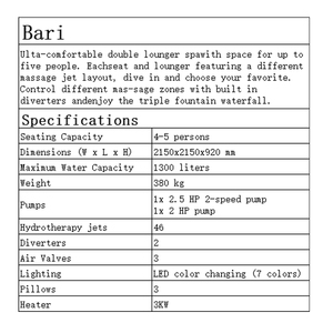 เก้าอี้คู่ปรับแต่งได้สำหรับ4-5คนทันสมัยท่อระบายสปากลางแจ้งแบบอิสระอ่างอาบน้ำร้อนนวด - Product Image 3