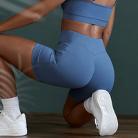 Soutien-gorge de sport souple en nylon avec logo personnalisé, haut court asymétrique et réglable dans le dos, short taille haute, vêtements de sport, ensemble de short de yoga