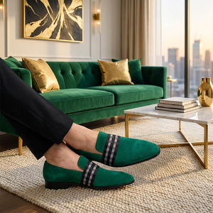 Mocassini Eleganti da <span class=keywords><strong>Uomo</strong></span> in Pelle Scamosciata, Scarpe <span class=keywords><strong>Casual</strong></span> alla Moda per Matrimoni e Feste, Calzature Retrò di Alta Qualità Fatte a Mano - Product Image 4