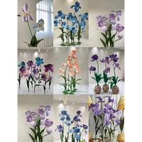Nouveau design fait à la main géant fleur de lis iris pavot bleu violet fleur en papier pour fenêtre affichage fête mariage