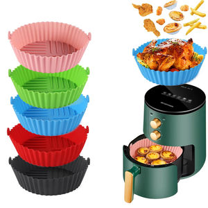 Wholesale 1PC <b>Silicone</b> Air Fryer <b>Baking</b> <b>Tray</b> Circular Foldable Food Grade High Temperature Resistant and Easy to Clean Oven Mat - Product Image 1