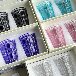 Juego de Copas de Vino de Cristal con Diseño Art Deco de Ratán de Lujo para el Regreso a Clases, Uso Doméstico, Juego de Regalo en Caja, Juego de Regalo de Viaje - Product Image 3