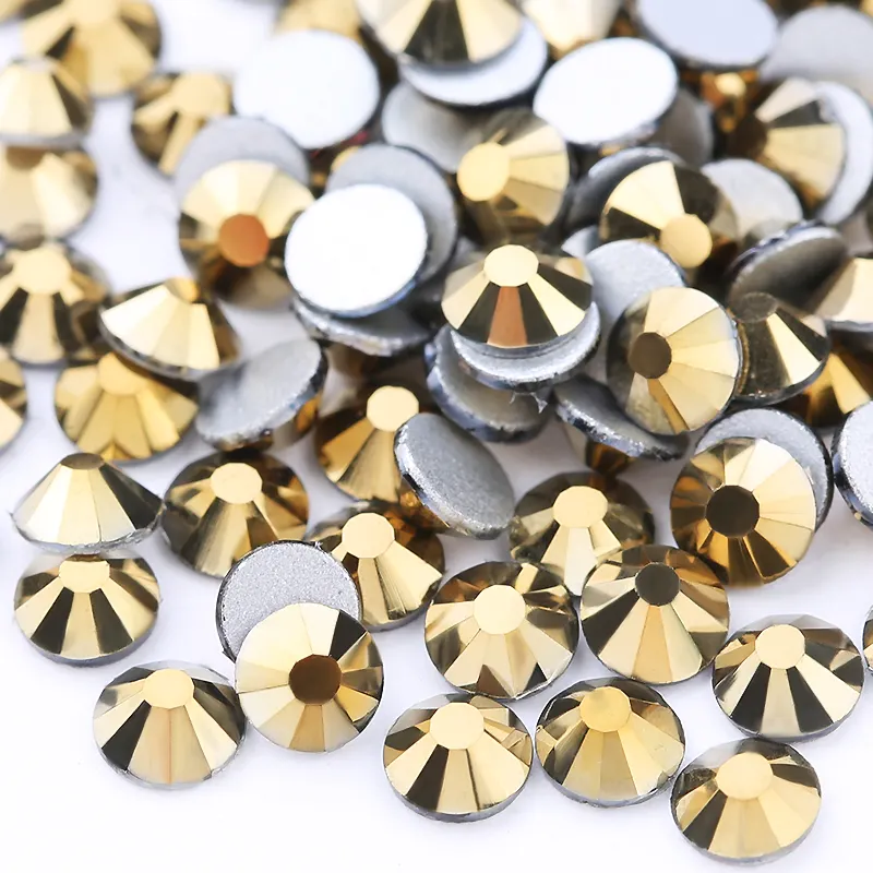 Planos al por mayor a granel suelto chapados en oro Aurum serie Metal oro hematita ronda de diamantes de imitación para Makging decoración piedras