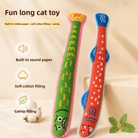 Jouet couineur pour chat, longue baguette en coton PP écologique, nettoyage des dents, apaisant, interactif, anti-ennui, oreiller poisson à la catnip
