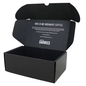 Grande boîte d'expédition noire en carton pour vêtements Boîte d'emballage d'expédition en carton ondulé imprimé avec logo personnalisé en gros