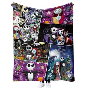Couverture imprimée numérique 3D en gros Couverture polaire double face douce <span class=keywords><strong>Jack</strong></span> <span class=keywords><strong>Skellington</strong></span> et <span class=keywords><strong>Sally</strong></span> Couverture d'Halloween - Product Image 4