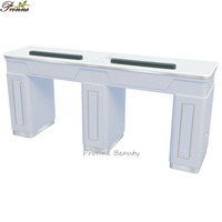 Mobilier de salon simple/double au design unique et nordique blanc et or bureau à ongles table de manucure avec accoudoir
