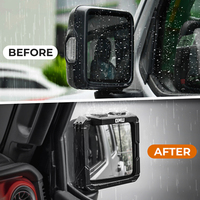 Protector de Lluvia para Espejo Retrovisor de Aluminio Negro y Fibra de Carbono OMU, Accesorios Todoterreno para Jeep Wrangler JL/JT