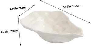 Assiette en céramique blanche en forme de coquille d'huître, fabriquée à la main, pour la restauration, plats de fruits de mer, salades, sashimis - Product Image 2