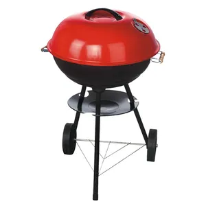 Apple-Shaped Charcoal Oven with Wheels for Outdoor Kitchen and Camping Charcoal BBQ Grill With Cover Smoker