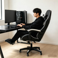 Chaise de bureau ergonomique minimaliste à hauteur réglable avec repose-pieds, cadre en alliage d'aluminium, pour la maison/le bureau, directement de l'usine