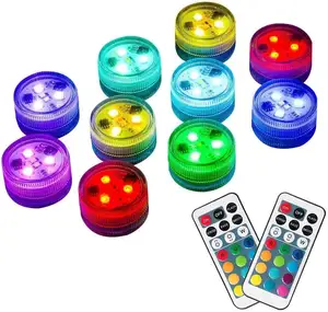 Homemory Mini lampes LED submersibles avec télécommande, petites bougies chauffe-plat RVB multicolores et étanches, changement de couleur sous-marine