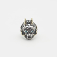 Bague Unique Tête de Dragon en Argent 925 pour Homme Ajustable