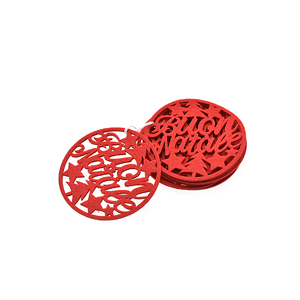 Sous-verre de Noël en feutre rouge, diamètre 10 cm, épaisseur 3 mm - Product Image 1