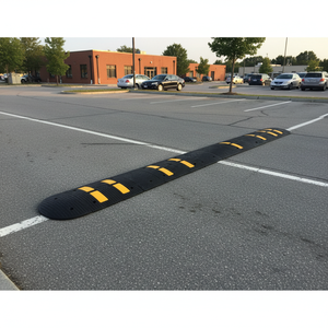 Recycled Rubber <b>Roadway</b> <b>Safety</b> Speed Bump Set 4.9 Meter Black with Reflective Strips Eco-Friendly - Product Image 3