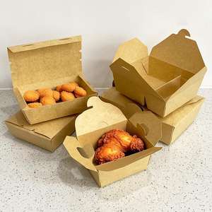 Caja de Embalaje para Pollo Frito con Logotipo Personalizado, Caja para Llevar Comida Rápida, Papas Fritas, Ensalada, Contenedor de Alimentos de Papel Kraft Marrón, Lonchera - Product Image 4