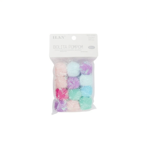 Ilan Bolita Pompom 3Cm Colore Macaron 12 Pezzi Decorazione Artigianale - Product Image 1