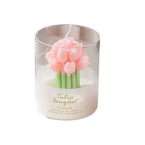 Vela Decorativa Aromática de Cera de Soya de Larga Duración Hecha a Mano para Mesa, con Aroma a Ramo de Tulipanes, Vela Curativa en Frasco de Vidrio - Product Image 1
