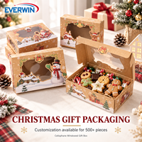 Kotak Hadiah Cellophane Ringan dan Hemat Biaya dengan Jendela untuk Produk Hadiah Natal, Paket Suvenir Kecil, Kemasan Ritel
