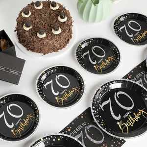 FDA-Approved 7 Inches White 350gsm <b>Disposable</b> <b>Plate</b> Round FOIL Design for 70th Birthday Parties Party Supplies - Product Image 3