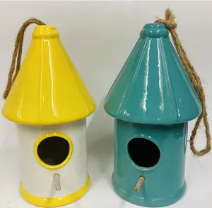 Garden decorative ceramic stoneware hanging bird house for outside wild birds bird feeder