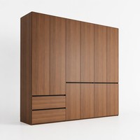 Système de dressing ouvert en chêne pour chambre d'hôtel, meuble de chambre de luxe avec tiroirs pour la lessive et le rangement