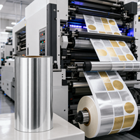 Goudkleurige koudfolie voor flexo-etiketdruk, wijn- en cosmeticastickerverpakkingen, PET-rolmachine, 64cm x 120m, 12 micron
