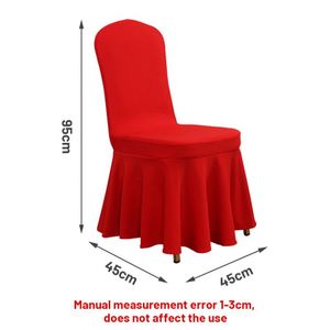 Nouvel ensemble de housses de chaise de salle à manger 2023, couleur rouge, jupe extensible, housse de chaise de banquet pour hôtel - Product Image 3