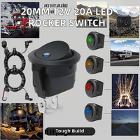 Interrupteur à bascule KCD1 rond à LED bleue 12V 16A marche/arrêt SPST IP11 avec 3 broches étanche pour la modification automobile, max 250Vac -25~85