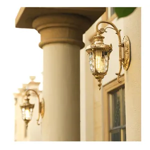 High Quality European Vintage Style Courtyard Bronze Waterproof Ip65 Classic Outdoor Porch Garden Wall Lights