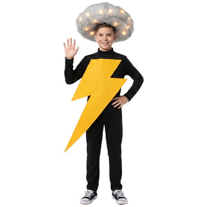 Costume de cosplay éclair pour enfants, combinaison avec coiffe nuage lumineuse, pour 8 à 13 ans, tenue de spectacle d'Halloween - Product Image 1