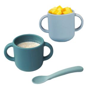 Gobelet à eau en silicone pour bébé, petit-déjeuner, fruits, flocons d'avoine, lait, design minimaliste, plusieurs couleurs, pour promotions - Product Image 1