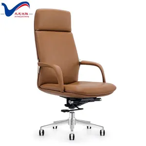 Sedia da ufficio direzionale in pelle Premium sedia da ufficio di lusso con Base in metallo cromato regolabile in altezza sedia girevole per mobili da ufficio