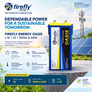 Batterie au plomb-acide à cycle profond FIREFLY OASIS Advanced Carbon Foam 2V 900AH VRLA pour système de réserve d'énergie - Product Image 1