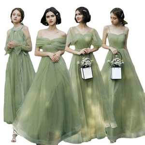 Abito da Damigella d'Onore Maxi in Chiffon Tinta Unita <span class=keywords><strong>Turchese</strong></span> di Alta Qualità, Nuovo Stile con Spalle Scoperte da Donna, Abito da Sposa alla Moda Taglie Forti - Product Image 1