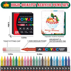 Marcadores de Pintura Acrílica Permanente de 24 Colores, Rotuladores de Pintura Acrílica de Punta Plana para Madera, Roca, Vidrio, Lienzo, Piedra, Tela, Metal, Cerámica - Product Image 2