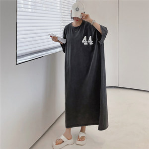 <span class=keywords><strong>Robe</strong></span> d'été à lettres Harajuku <span class=keywords><strong>grande</strong></span> <span class=keywords><strong>taille</strong></span> pour femmes t-shirts longs pour filles t-shirts coréens décontractés grand t-<span class=keywords><strong>shirt</strong></span> surdimensionné robes maxi vintage - Product Image 2