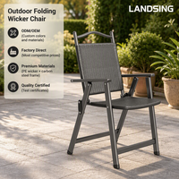 Fauteuil pliant d'extérieur en rotin PE, directement de l'usine, pour jardin, avec structure en acier carbone durable, chaise de patio pliable