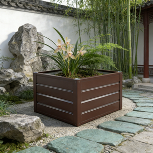 Pot de fleurs en acier galvanisé de grande capacité, design contemporain, imperméable, décoration de luxe, capacité personnalisable, jardin - Product Image 3
