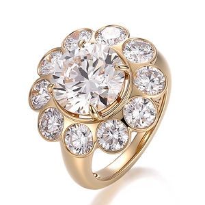 Bague en diamant de laboratoire de 3,5 carats, taille ronde, couleur DEF, or jaune massif 18 carats 14 carats, bijoux personnalisés pour mariage, fiançailles, cadeau pour femme - Product Image 1