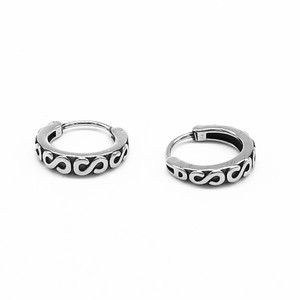 yunnique Tibetan <b>Silver</b> <b>Huggie</b> Earrings 316 Stainless Steel Geometric Design For Men And Women Fashion Jewelry - Product Image 5