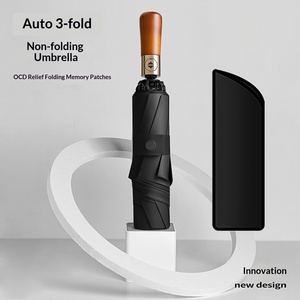 ร่มพับสามตอน พับง่าย ปิดง่าย สีพื้น สำหรับผู้ชาย แบบกลับด้านได้ ขายส่ง รับพิมพ์ลาย - Product Image 3