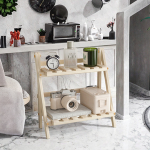 Wholesale Desktop Top Solid Wood Double <b>Storage</b> Shelf Standing Type Display <b>Rack</b> for <b>Kitchen</b> or Desk Use - Product Image 3
